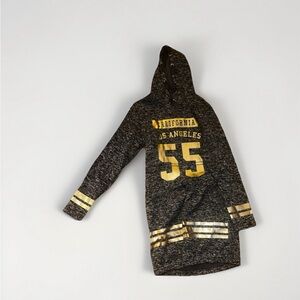 Women's Black and Gold Hooded Dress